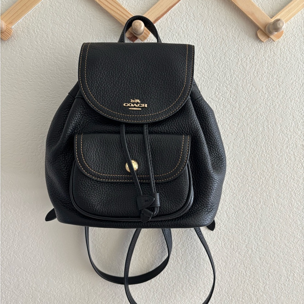 Coach Black Leather Backpack